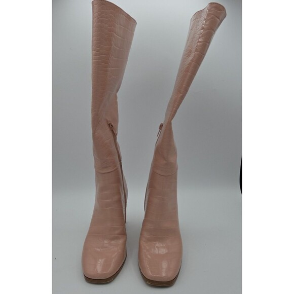 Altar’d State Women’s Croc-Pattern Knee High Heeled Boots Size 6 Pink / Blush - Picture 4 of 9